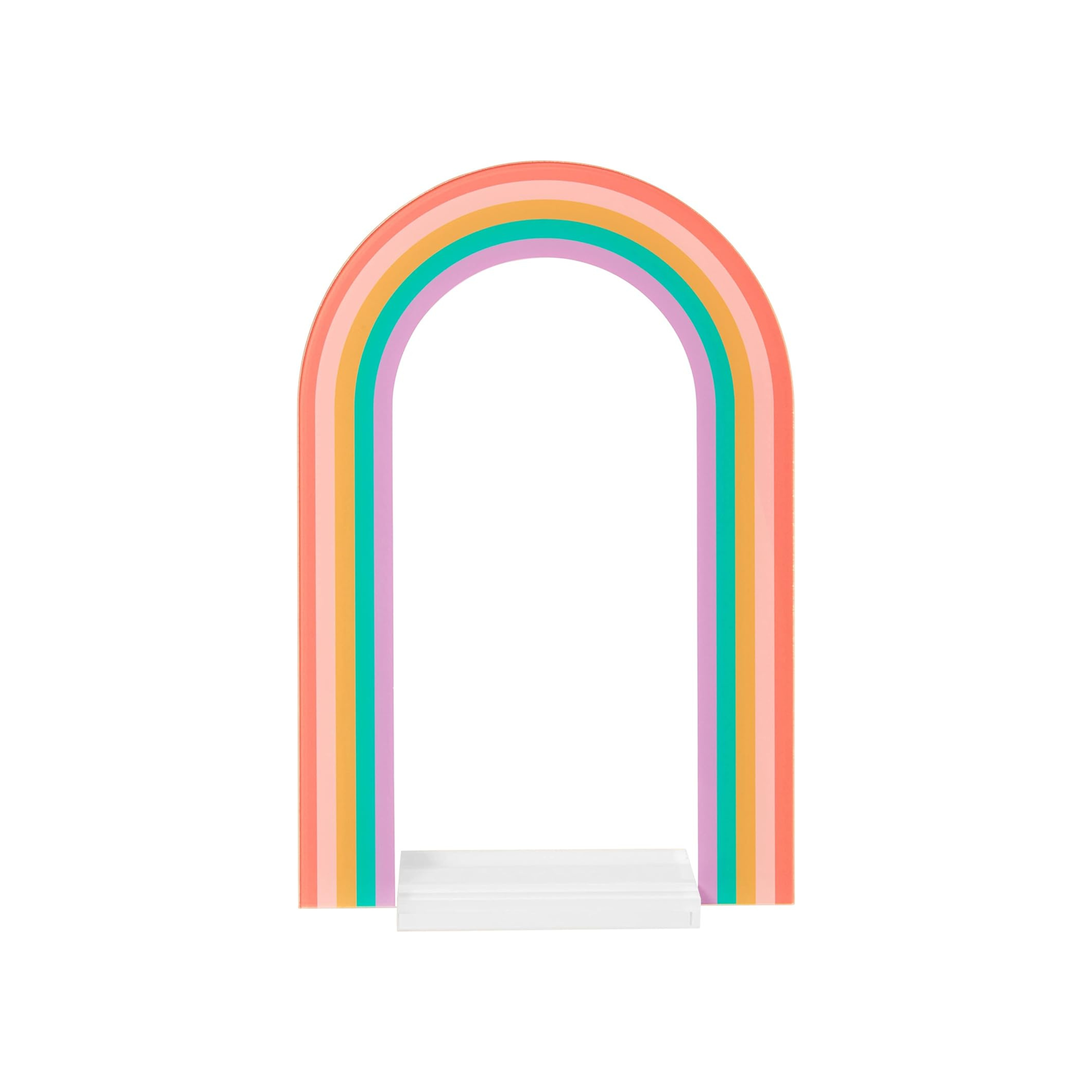 Colorful rainbow arch acrylic memo stand with white base – Funky Confetti